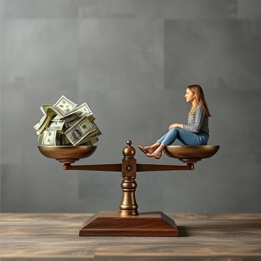 A balanced scale with money on one side and experiences on the other.