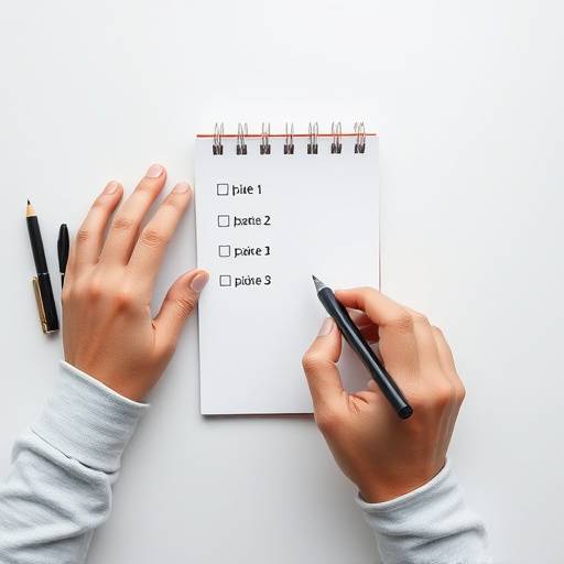 Person making a simple decision between two options on a notepad.