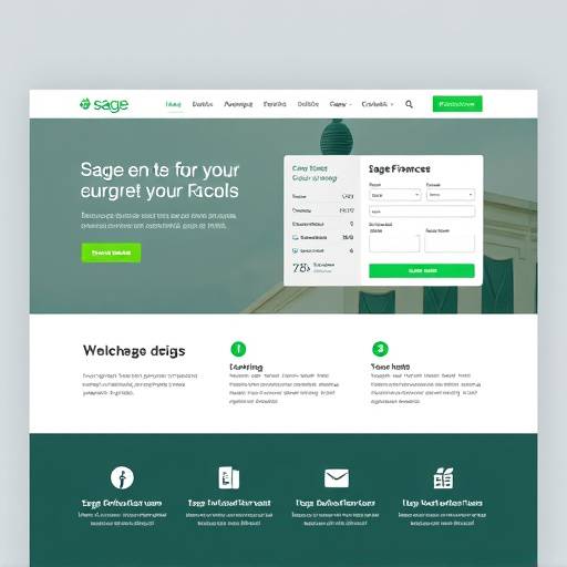 Screenshot of the Sage Finances website homepage, showing the logo and main navigation menu